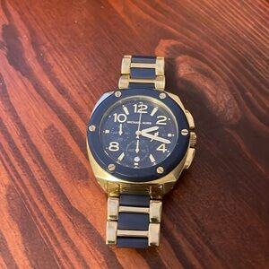 Michael Kors blue and gold watch